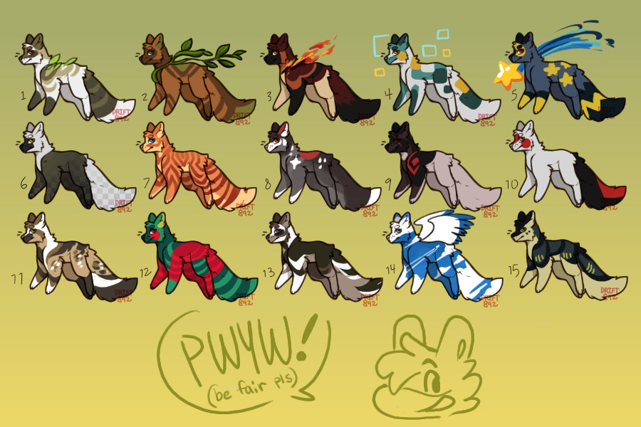 PWYW mini adopts (ALL CLOSED OR PENDING)