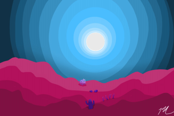 an alien desert night