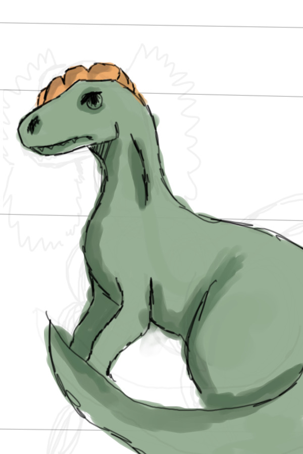 Naked dilophosaurus sketch