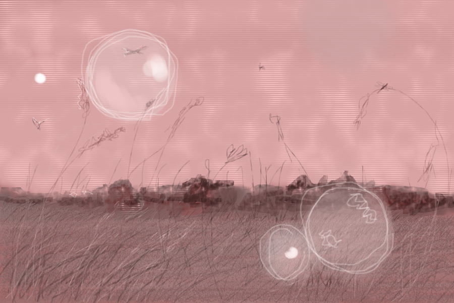 bubbles in a field of ruby grass