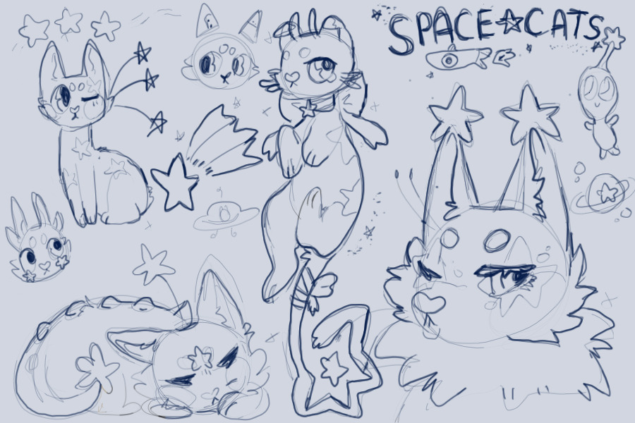 Space Cat doodles