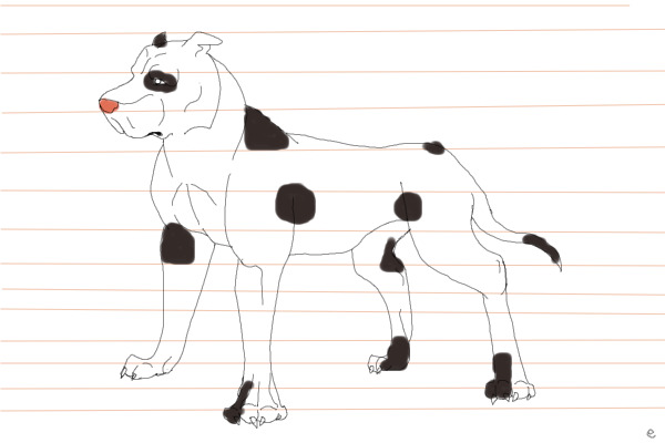 Pitbull drawn on paper