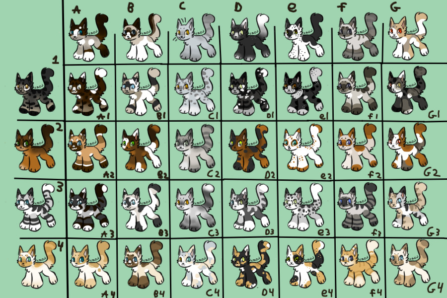Cat Breeding Chart: OPEN 28/28