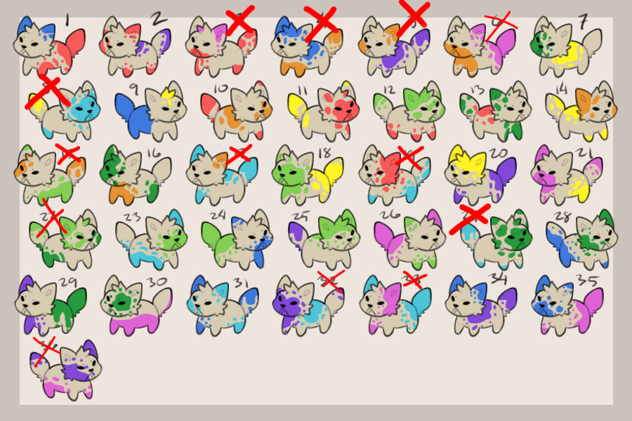 Rainbow paint cat adopts 3C$ each
