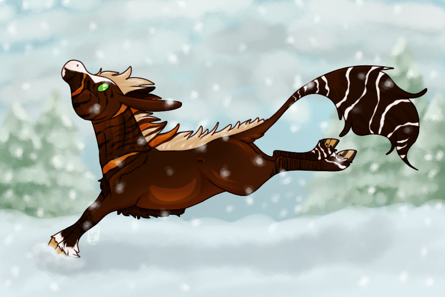 Asfaloth in the snow