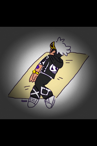 fan art I drew of guzma dying in a glue trap