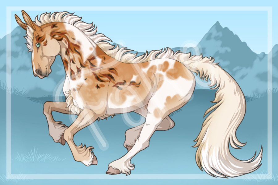 Palomino tobiano with flame quip