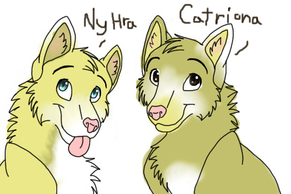 Nyhra and Catriona as wolves.