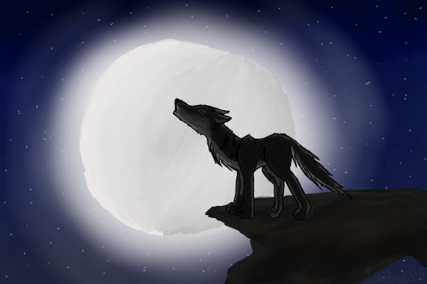 Wolf and Rising Moon