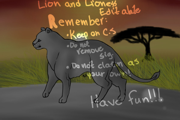 Lion and Lioness Editable