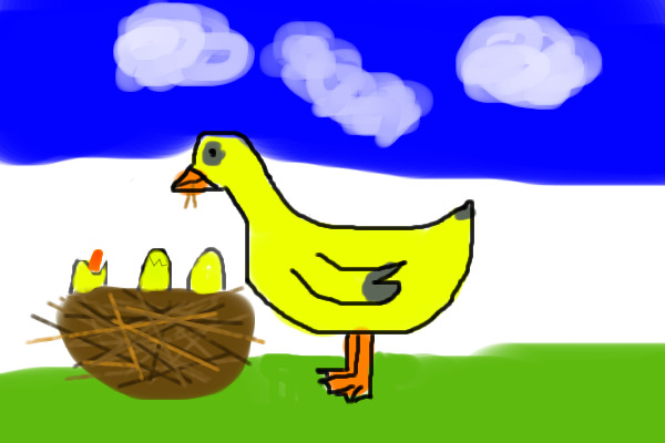 Duck with her eggs