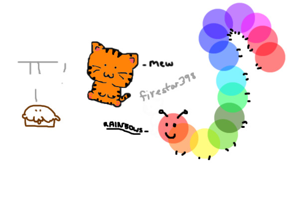 Mewing Chibi Kitten, Rainbo caterpillar and some brown pie