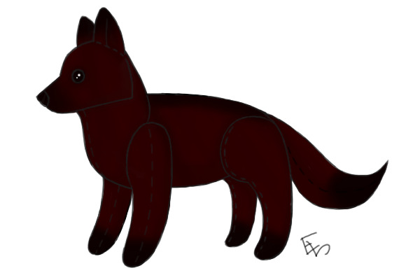 Red and Black Stuffed Wolf