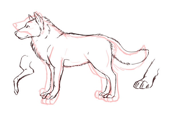 Fullbody Wolf Redline