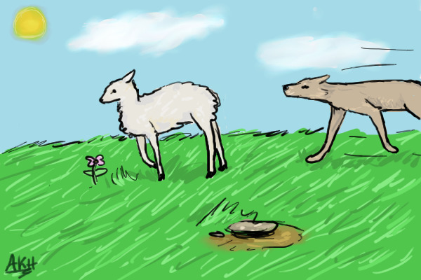 A sheep and a dog