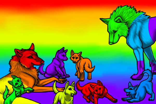Rainbow Wolves!