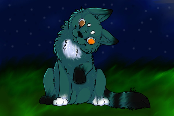 Colored in wolf lineart