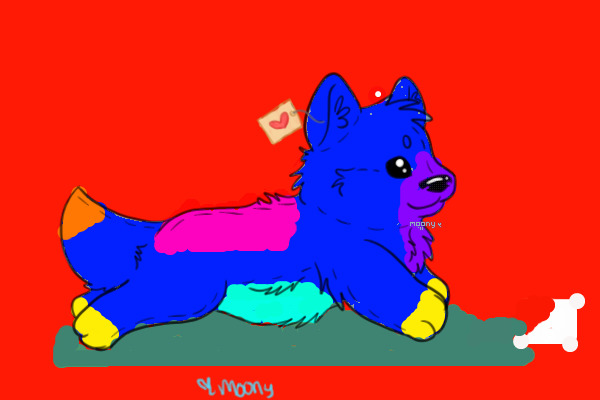 Rainbow the plush dog