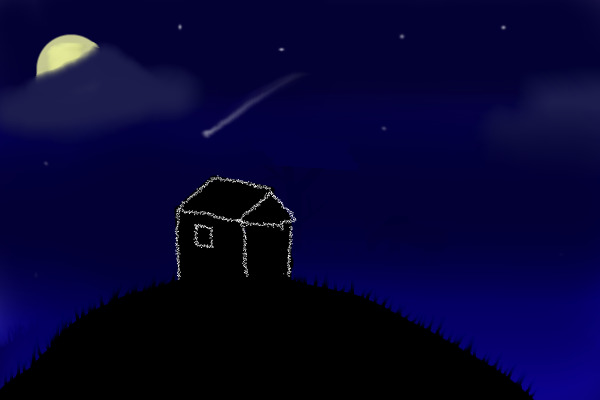 The house at night...