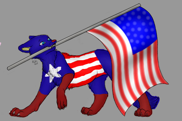 Captain America Wolf With American Flag