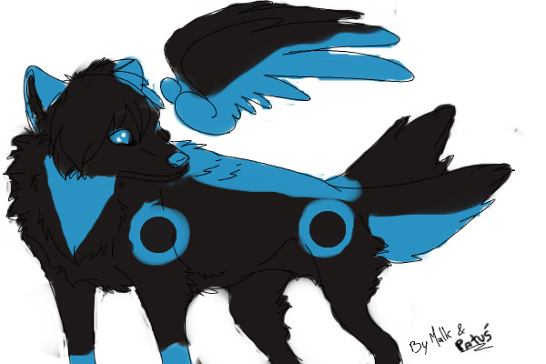Black & Blue Flying Wolf