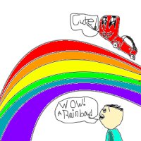 talking car cat on rainbow