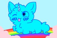 Fluffy Unicorn Dancing on a rainbow