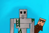 Iron Golem and a Villager