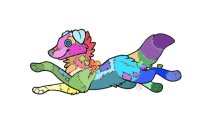 Rainbow Patchwork/Plush Dog