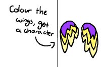 colour the wings get a character ; coloured