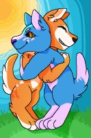 Just 2 furries hugging