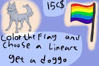 Color the flag & choose a lineart, Get a doggo! 15C$