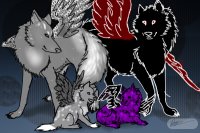 Celestia, Demon, and their pups.